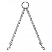 Серебристая с центральным кольцом и карабинами по обе стороны - 71 см.