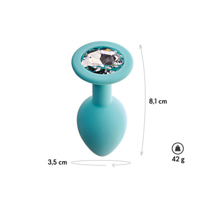 Аквамариновая анальная пробка с прозрачным кристаллом Gamma M - 8,1 см. Аквамариновая анальная пробка с прозрачным кристаллом Gamma M - 8,1 см.