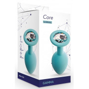 Аквамариновая анальная пробка с прозрачным кристаллом Gamma S - 7,2 см.