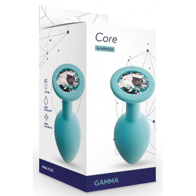 Аквамариновая анальная пробка с прозрачным кристаллом Gamma S - 7,2 см. Аквамариновая анальная пробка с прозрачным кристаллом Gamma S - 7,2 см.