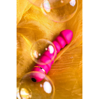 Розовый рельефный вибромассажер - 16 см. Розовый рельефный вибромассажер - 16 см.