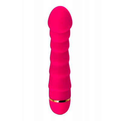 Розовый рельефный вибромассажер - 16 см. Розовый рельефный вибромассажер - 16 см.