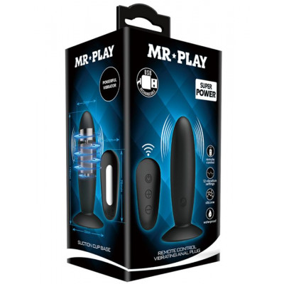 Черная анальная вибропробка Mr.Play с пультом - 11 см. Черная анальная вибропробка Mr.Play с пультом - 11 см.
