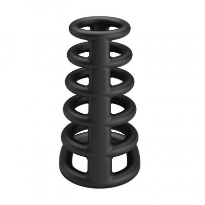 Черная насадка на пенис с подхватом мошонки Rodrigo Черная насадка на пенис с подхватом мошонки Rodrigo