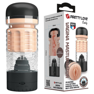 Вибромастурбатор-вагина Emily в черной колбе Вибромастурбатор-вагина Emily в черной колбе