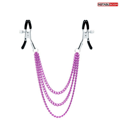 Оригинальные зажимы на соски с тройной розовой цепочкой Оригинальные зажимы на соски с тройной розовой цепочкой