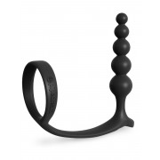 Черная анальная цепочка с эрекционным кольцом Ass-gasm Cockring Anal Beads