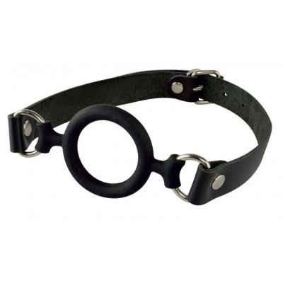 Черный кляп-рамка на регулируемых ремешках Черный кляп-рамка на регулируемых ремешках