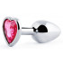 Серебристая анальная пробка с малиновым кристаллом-сердечком - 7 см. Серебристая анальная пробка с малиновым кристаллом-сердечком - 7 см.