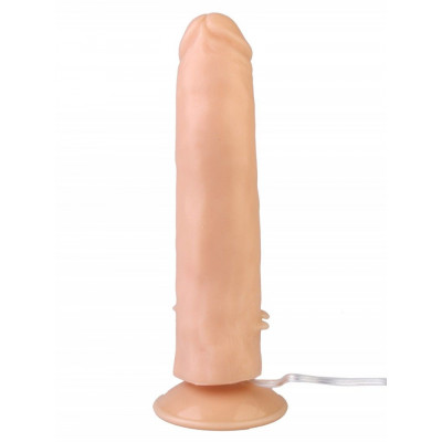 Телесный вибратор с шипами у основания и проводным пультом №10 - 17 см. Телесный вибратор с шипами у основания и проводным пультом №10 - 17 см.