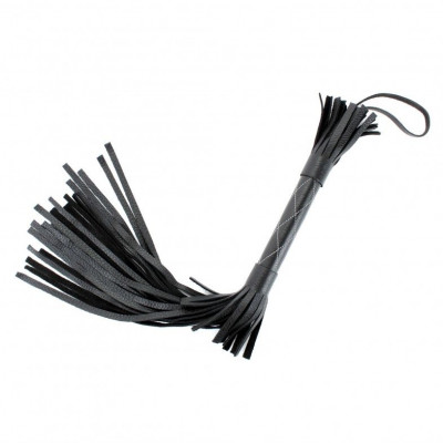 Чёрная многохвостая плетка с простроченными ромбами - 45 см. Чёрная многохвостая плетка с простроченными ромбами - 45 см.