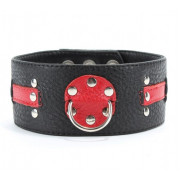 Чёрно-красный ошейник с клёпками