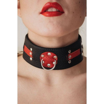 Чёрно-красный ошейник с клёпками Чёрно-красный ошейник с клёпками