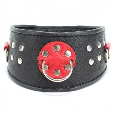 Кожаный ошейник с клепками и кольцами Кожаный ошейник с клепками и кольцами