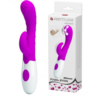 Лиловый вибратор Arthur с эффектом движения пальчика - 20 см. Лиловый вибратор Arthur с эффектом движения пальчика - 20 см.