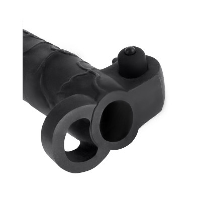 Чёрная вибронасадка с кольцом Vibrating Real Feel 2 Extension - 16 см. Чёрная вибронасадка с кольцом Vibrating Real Feel 2 Extension - 16 см.