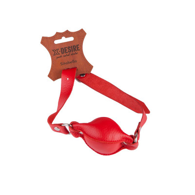 Красный кожаный кляп на регулируемых ремешках Красный кожаный кляп на регулируемых ремешках