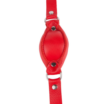 Красный кожаный кляп на регулируемых ремешках Красный кожаный кляп на регулируемых ремешках