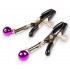 Серебристые зажимы на соски с фиолетовыми шариками Серебристые зажимы на соски с фиолетовыми шариками