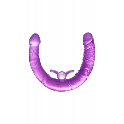 Фиолетовый двухсторонний фаллоимитатор с вибропулей - 35 см. Фиолетовый двухсторонний фаллоимитатор с вибропулей - 35 см.