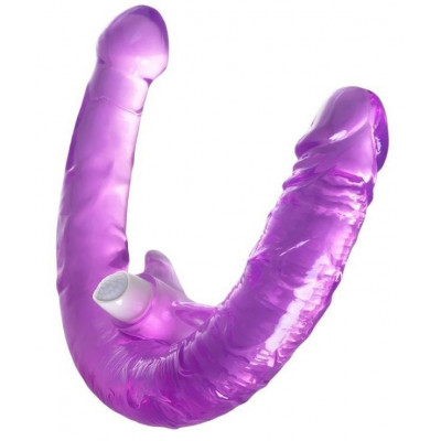 Фиолетовый двухсторонний фаллоимитатор с вибропулей - 35 см. Фиолетовый двухсторонний фаллоимитатор с вибропулей - 35 см.