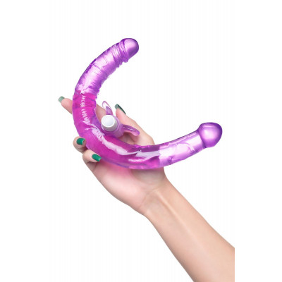 Фиолетовый двухсторонний фаллоимитатор с вибропулей - 35 см. Фиолетовый двухсторонний фаллоимитатор с вибропулей - 35 см.