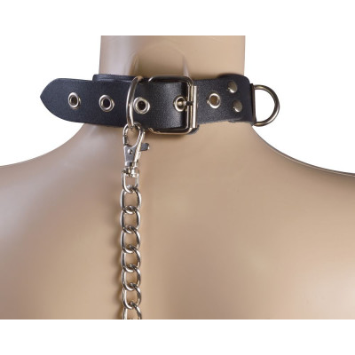 Черный кожаный ошейник Big Ring Черный кожаный ошейник Big Ring