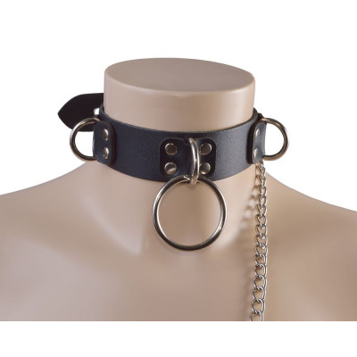 Черный кожаный ошейник Big Ring Черный кожаный ошейник Big Ring
