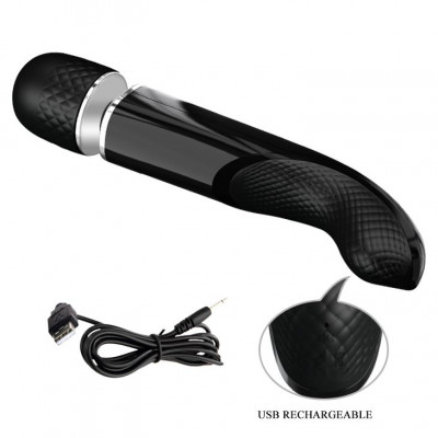 Черный вибратор-жезл Charming Massager Plus - 29 см. Черный вибратор-жезл Charming Massager Plus - 29 см.