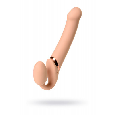 Телесный безремневой вибрострапон Vibrating Bendable Strap-On - size L Телесный безремневой вибрострапон Vibrating Bendable Strap-On - size L