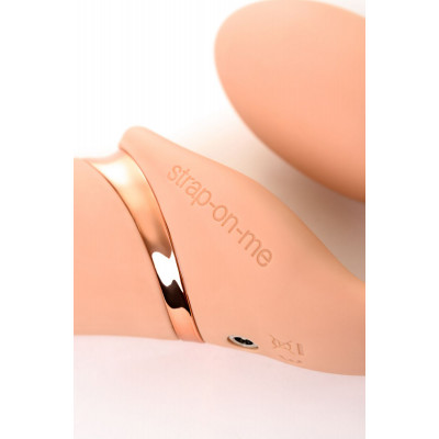 Телесный безремневой вибрострапон Vibrating Bendable Strap-On - size L Телесный безремневой вибрострапон Vibrating Bendable Strap-On - size L