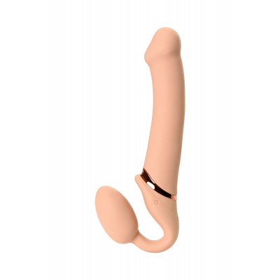 Телесный безремневой вибрострапон Vibrating Bendable Strap-On - size L Телесный безремневой вибрострапон Vibrating Bendable Strap-On - size L