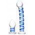 Набор из 2 стеклянных игрушек с синей спиралью Swirly Dildo Buttplug Set Набор из 2 стеклянных игрушек с синей спиралью Swirly Dildo Buttplug Set