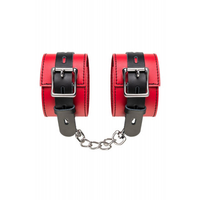 Красно-черные оковы на ноги из кожи Красно-черные оковы на ноги из кожи