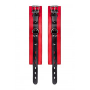 Красно-черные оковы на ноги из кожи