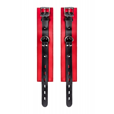 Красно-черные оковы на ноги из кожи Красно-черные оковы на ноги из кожи