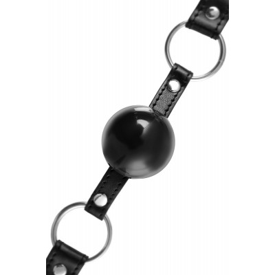 Черный кляп-шар на кожаных ремешках Anonymo Черный кляп-шар на кожаных ремешках Anonymo