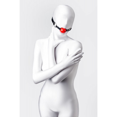 Красный кляп-шар на черных ремешках Anonymo Красный кляп-шар на черных ремешках Anonymo