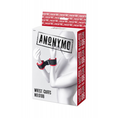 Красно-черные велюровые наручники Anonymo Красно-черные велюровые наручники Anonymo