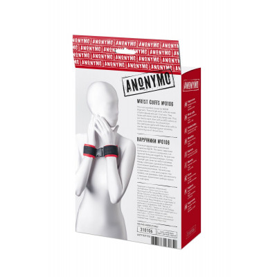 Красно-черные велюровые наручники Anonymo Красно-черные велюровые наручники Anonymo