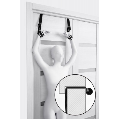 Черно-серебристые фиксаторы для рук на дверь Anonymo Черно-серебристые фиксаторы для рук на дверь Anonymo