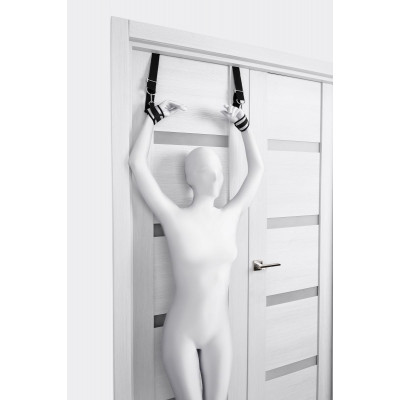 Черно-серебристые фиксаторы для рук на дверь Anonymo Черно-серебристые фиксаторы для рук на дверь Anonymo