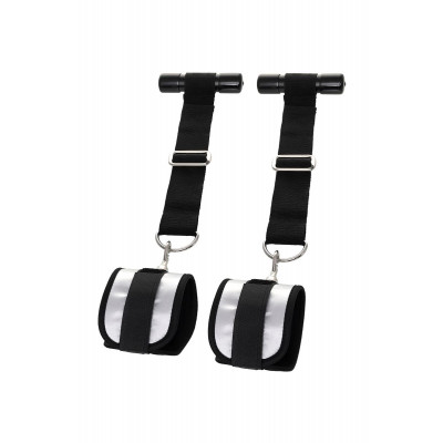 Черно-серебристые фиксаторы для рук на дверь Anonymo Черно-серебристые фиксаторы для рук на дверь Anonymo