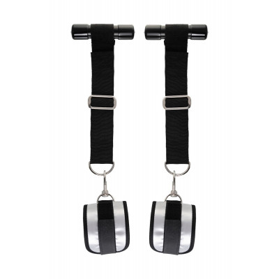 Черно-серебристые фиксаторы для рук на дверь Anonymo Черно-серебристые фиксаторы для рук на дверь Anonymo