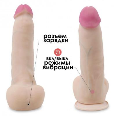 Телесный перезаряжаемый вибратор-реалистик из неоскин - 22,5 см. Телесный перезаряжаемый вибратор-реалистик из неоскин - 22,5 см.