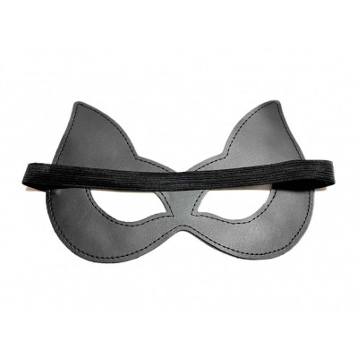 Черная лаковая маска с ушками из эко-кожи Черная лаковая маска с ушками из эко-кожи