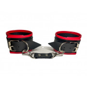 Черно-красные наручники из эко-кожи