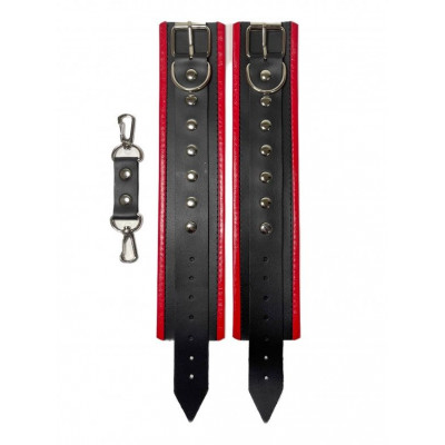 Черно-красные наручники из эко-кожи Черно-красные наручники из эко-кожи