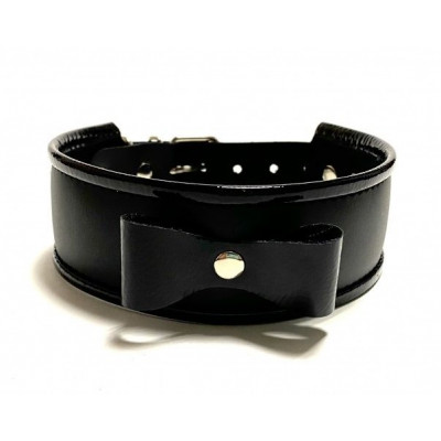 Черный ошейник с бантиком из эко-кожи Черный ошейник с бантиком из эко-кожи