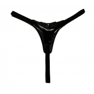 Черные лаковые трусики-стринги с бантиком Черные лаковые трусики-стринги с бантиком